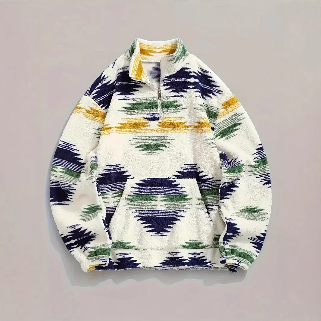 Zipper Plush Sweatshirt Top For Women